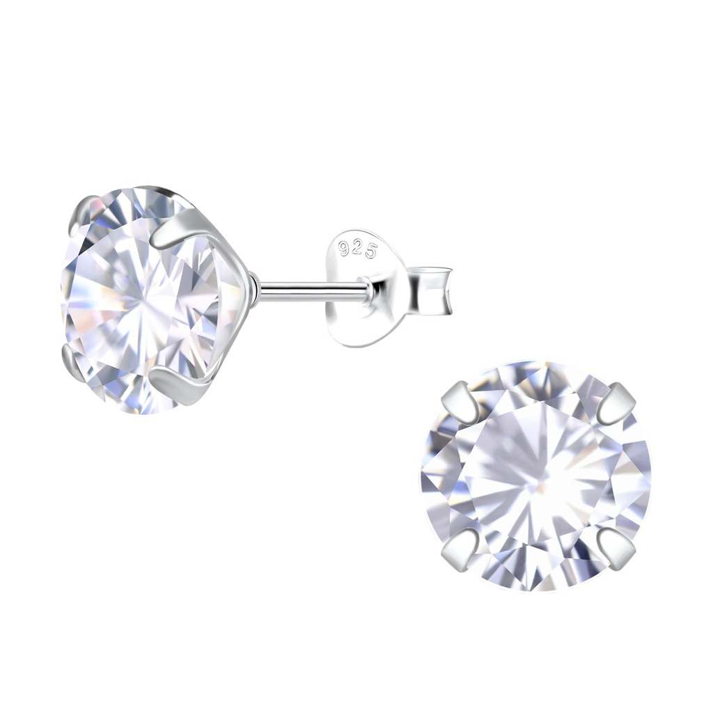 [10038574] Puces d'oreilles en argent zircon rond 10 mm