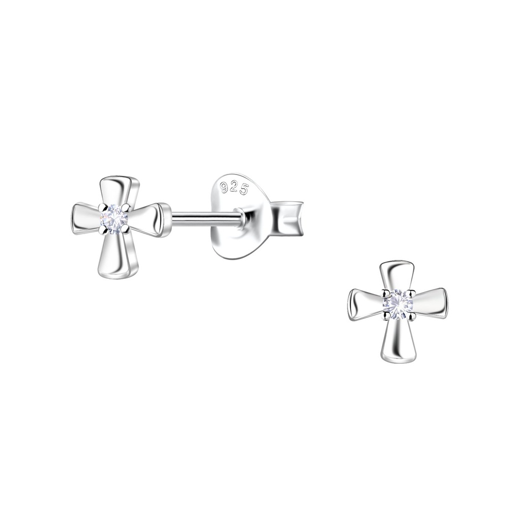 Silver Cross Stud Earrings