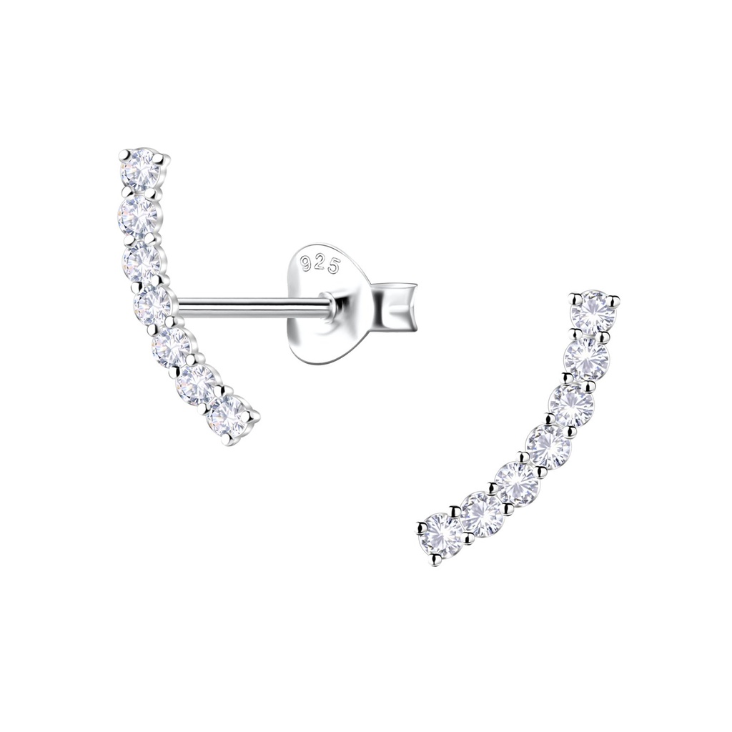 [10037496] Silver Curved Stud Earrings 