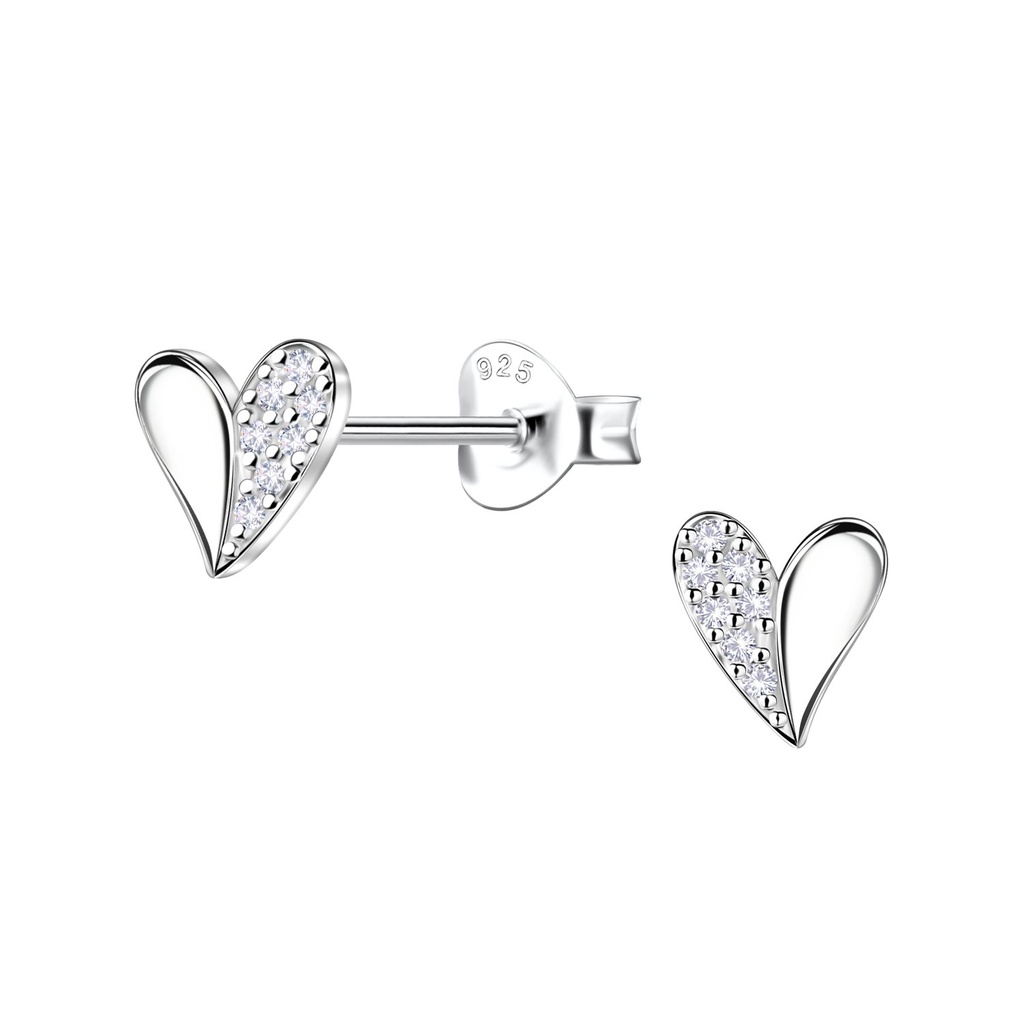 Silver Heart Stud Earrings