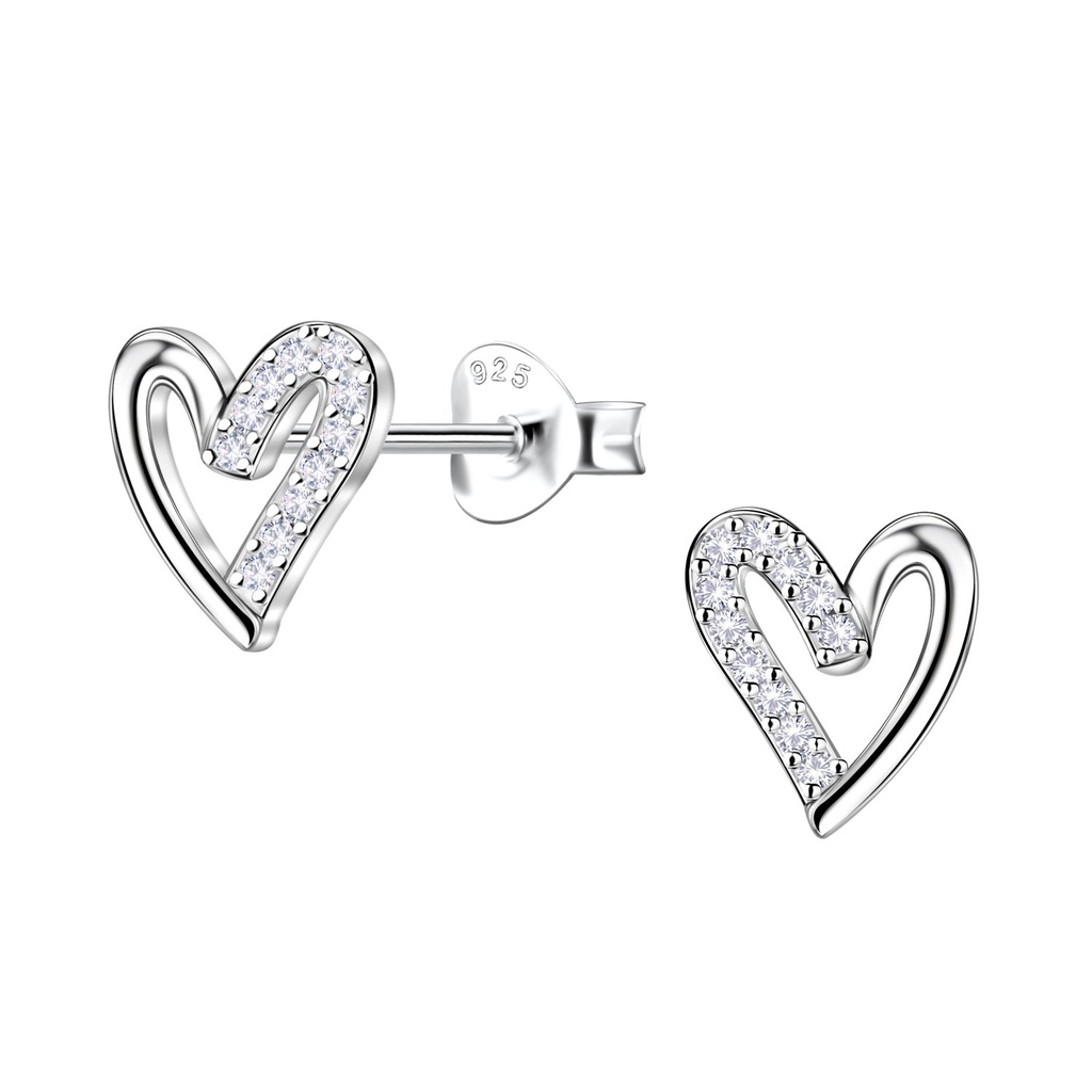 Silver Heart Stud Earrings