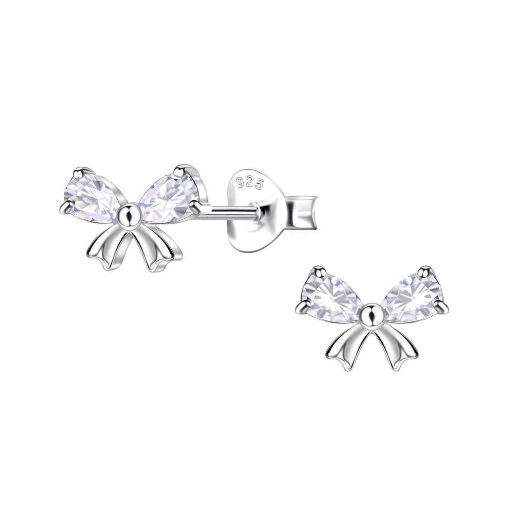Silver Bow Stud Earrings 