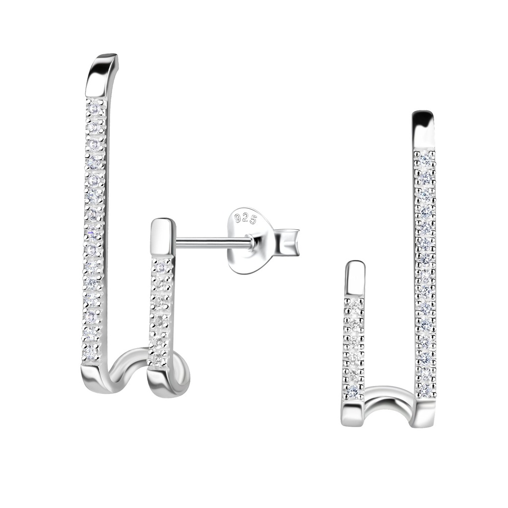 Silver Geometric Stud Earrings