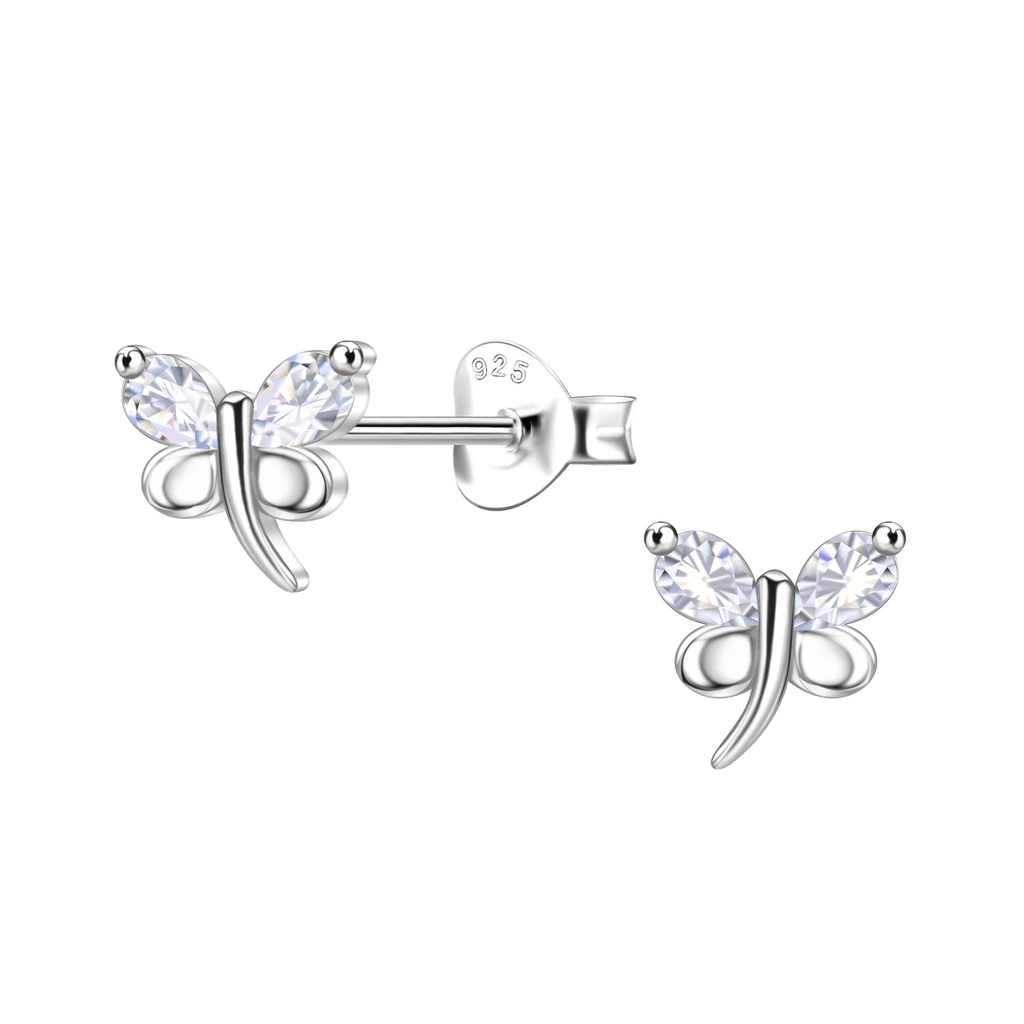 [10037491] Silver Dragonfly Stud Earrings