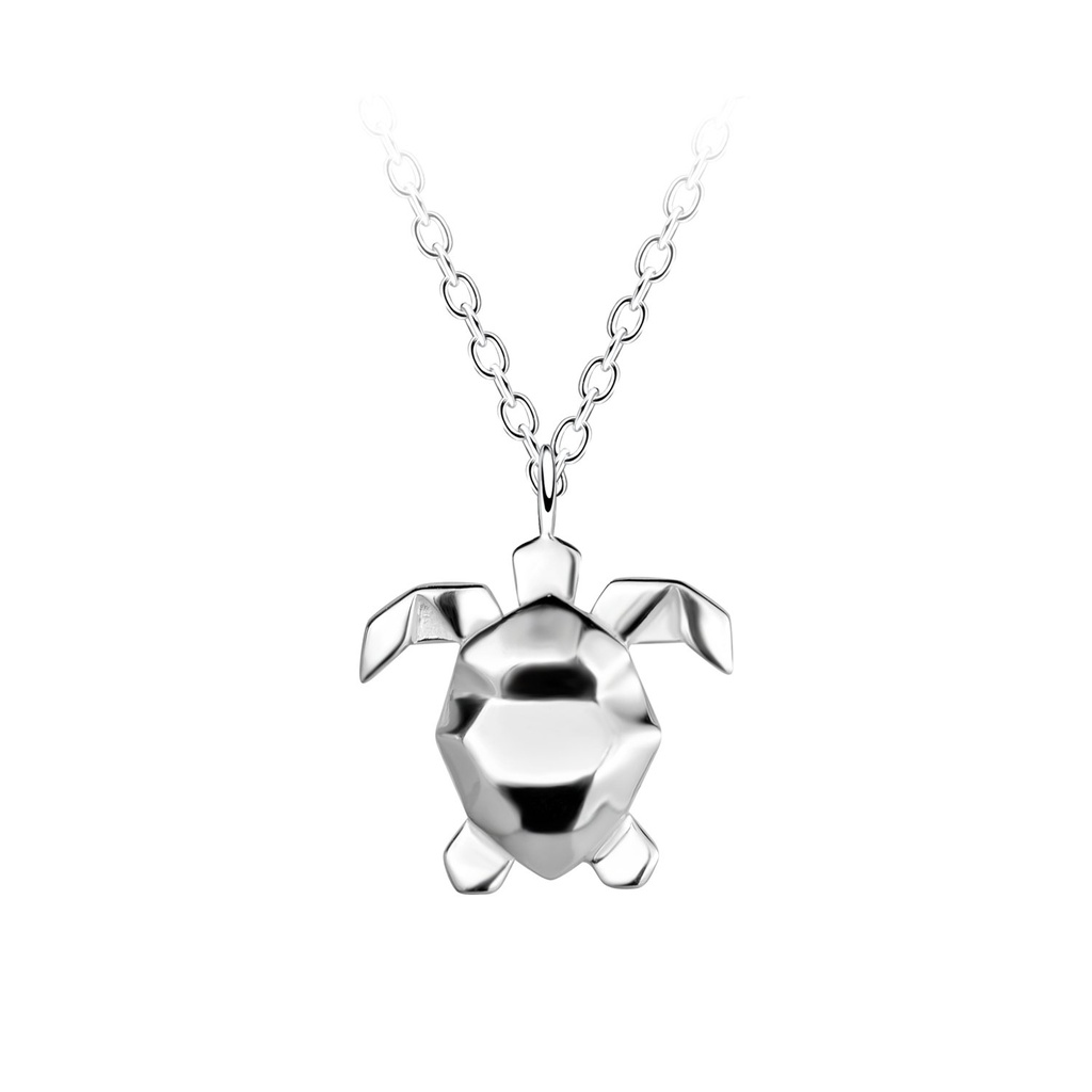 [10037376] Collier tortue origami en argent