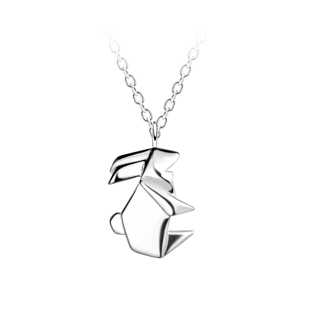 [10037379] Silver Origami Rabbit  Necklace