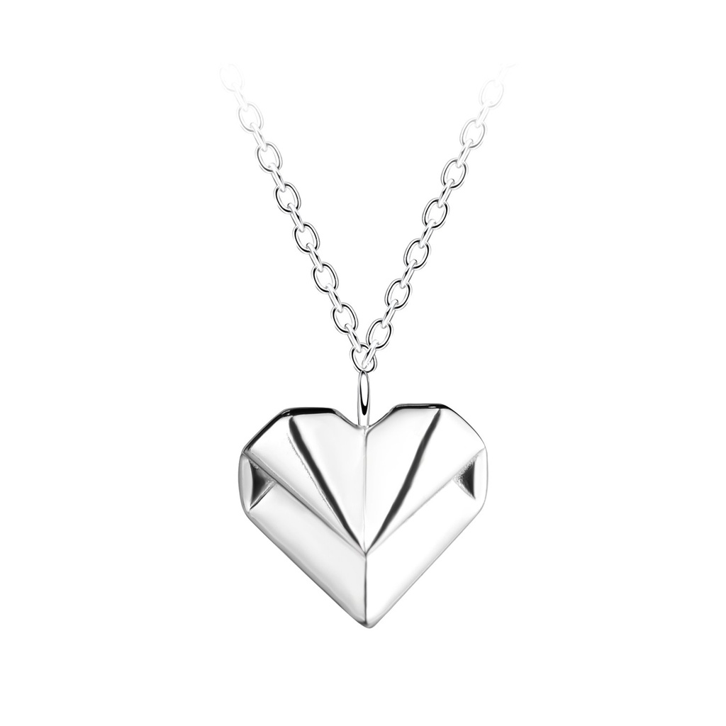 [10037385] Collier cœur origami en argent