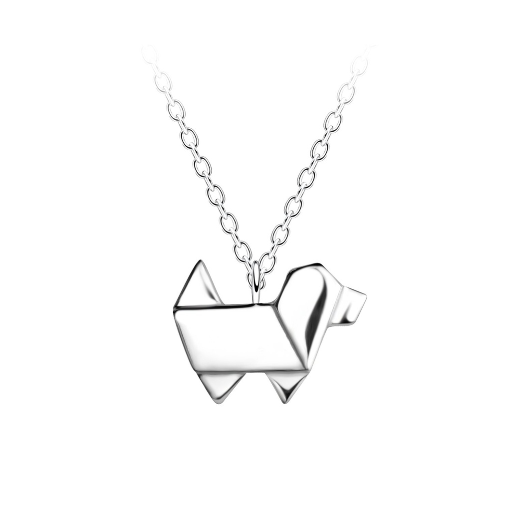 [10037384] Collier chien origami en argent