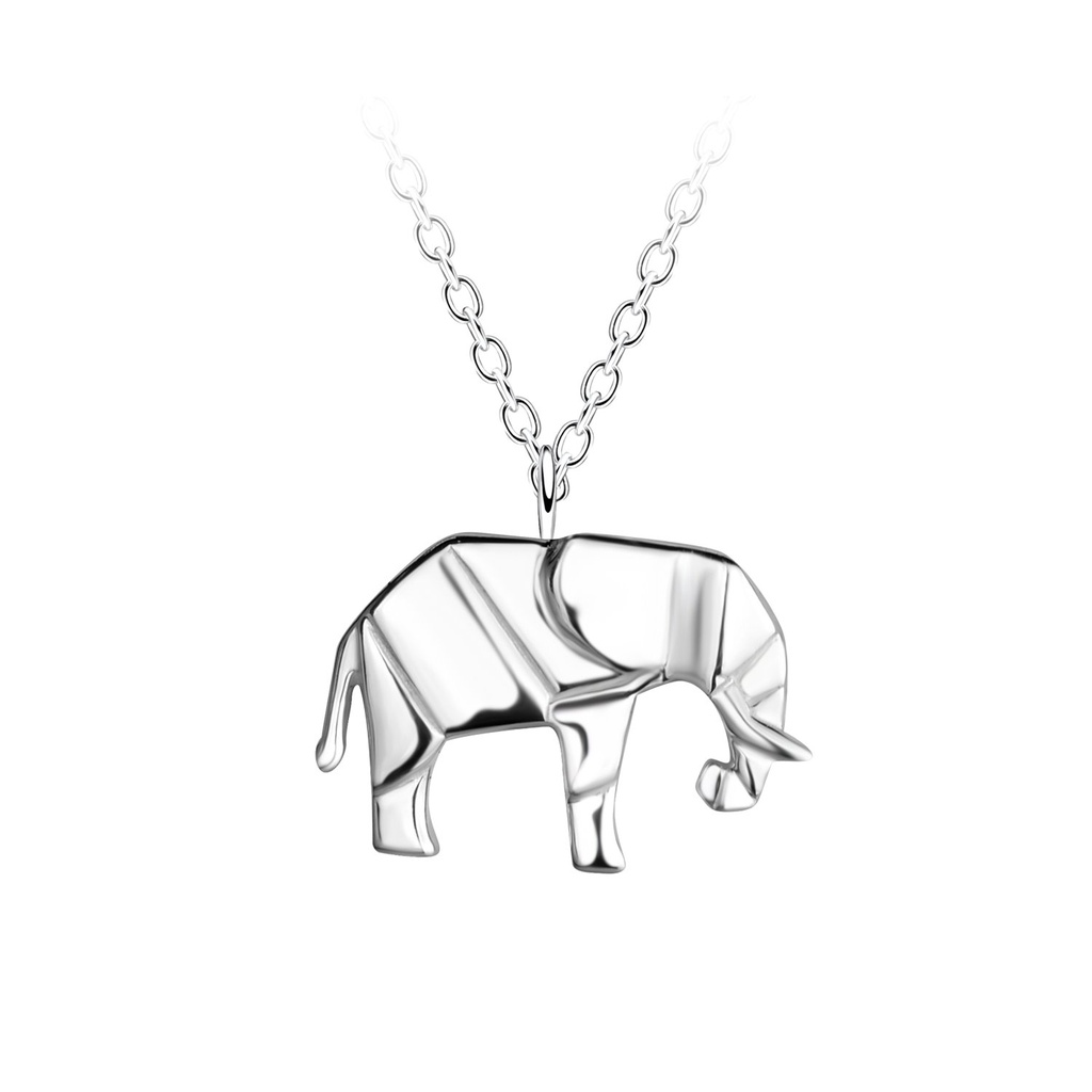 [10037383] Collier éléphant origami en argent