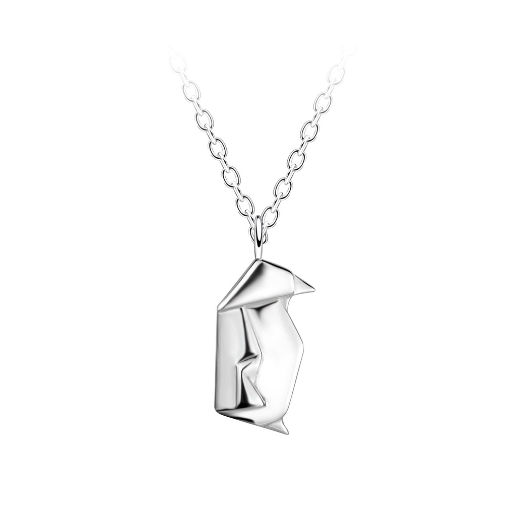 [10037378] Collier pingouin origami en argent