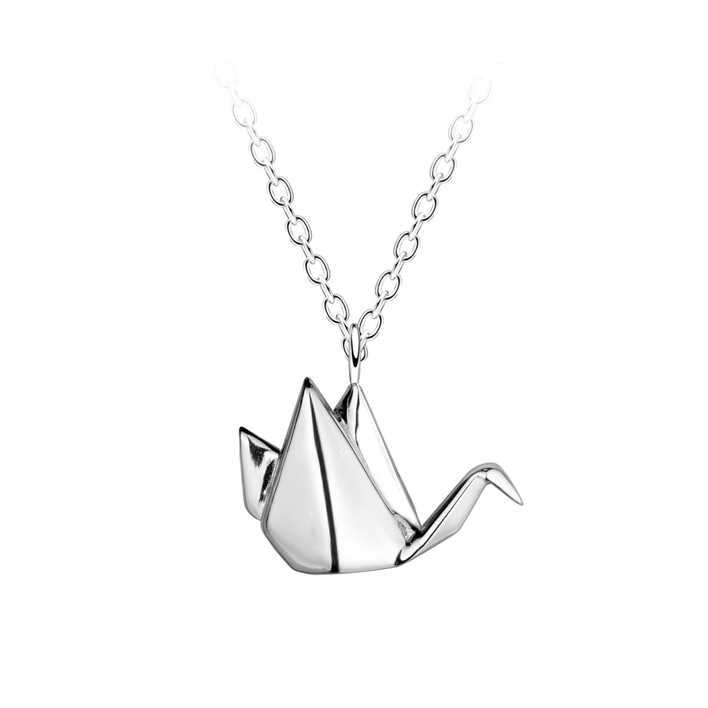 Silver Origami Bird Necklace