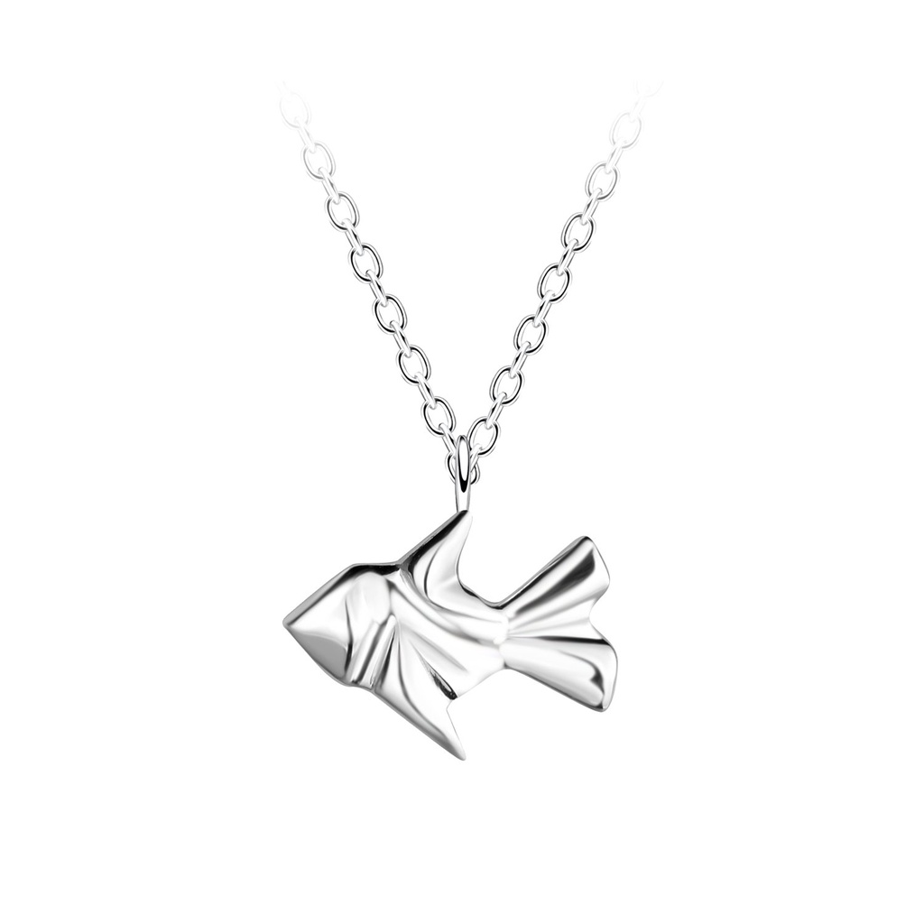 Collier poisson origami en argent