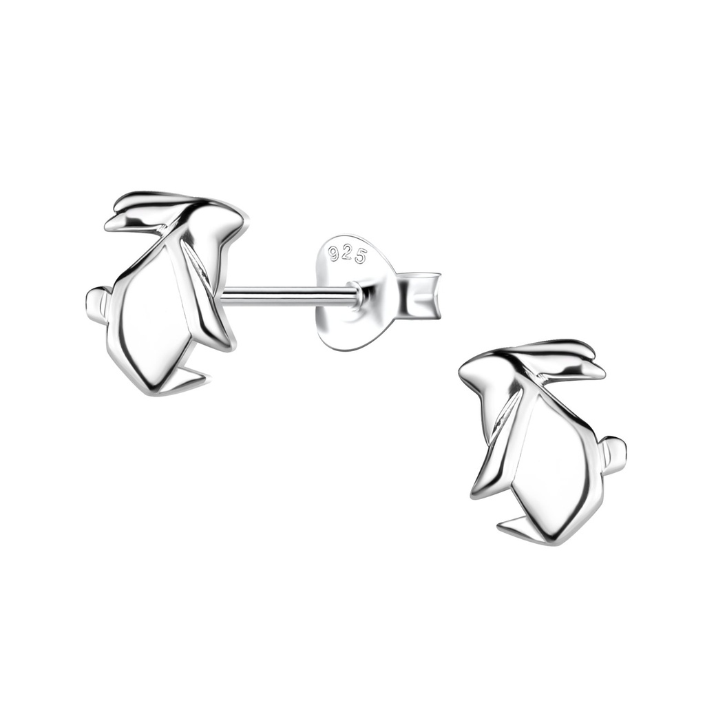 Silver Origami Rabbit  Stud Earrings
