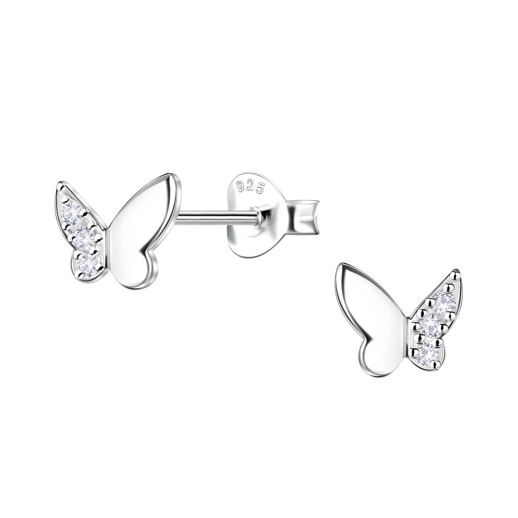 [10037430] Silver Butterfly Stud Earrings  