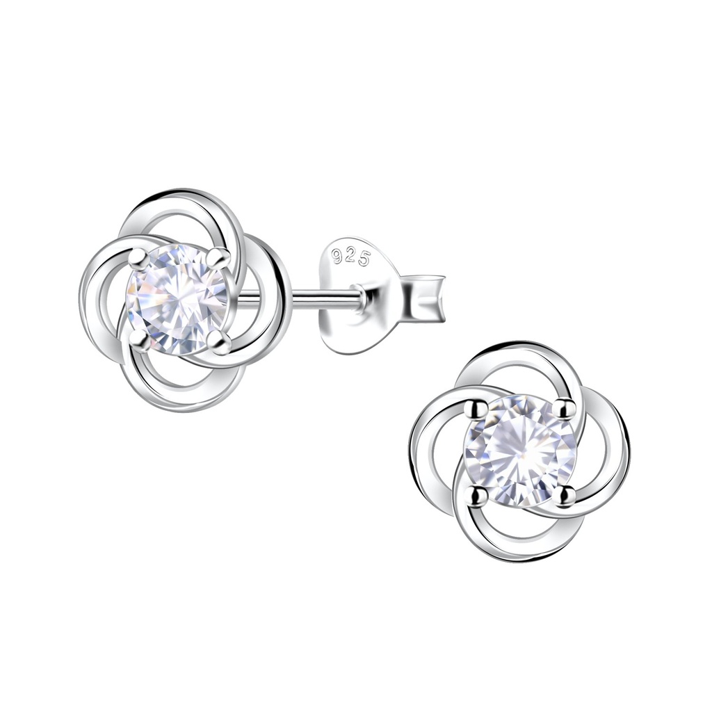 Puces d'oreilles fleur en argent