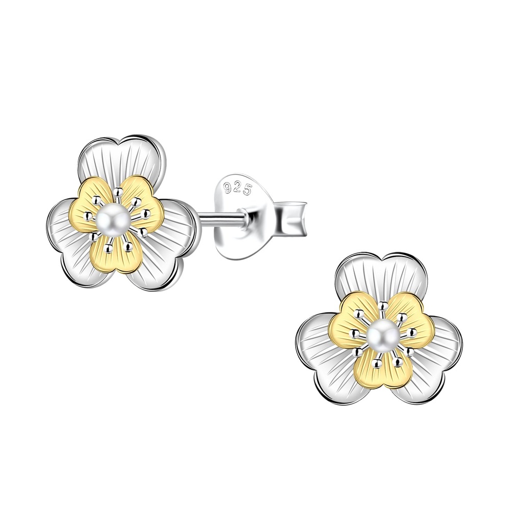 [10037567] Silver Flower Stud Earrings