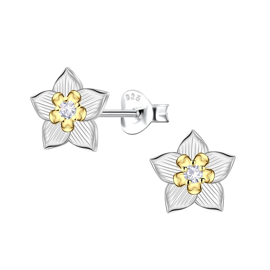 [10037566] Silver Flower Stud Earrings