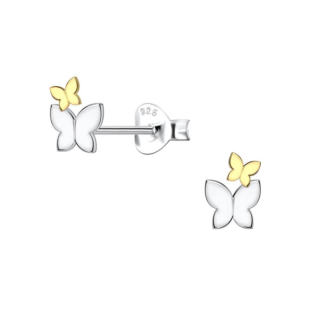 [10037562] Puces d'oreilles papillon en argent