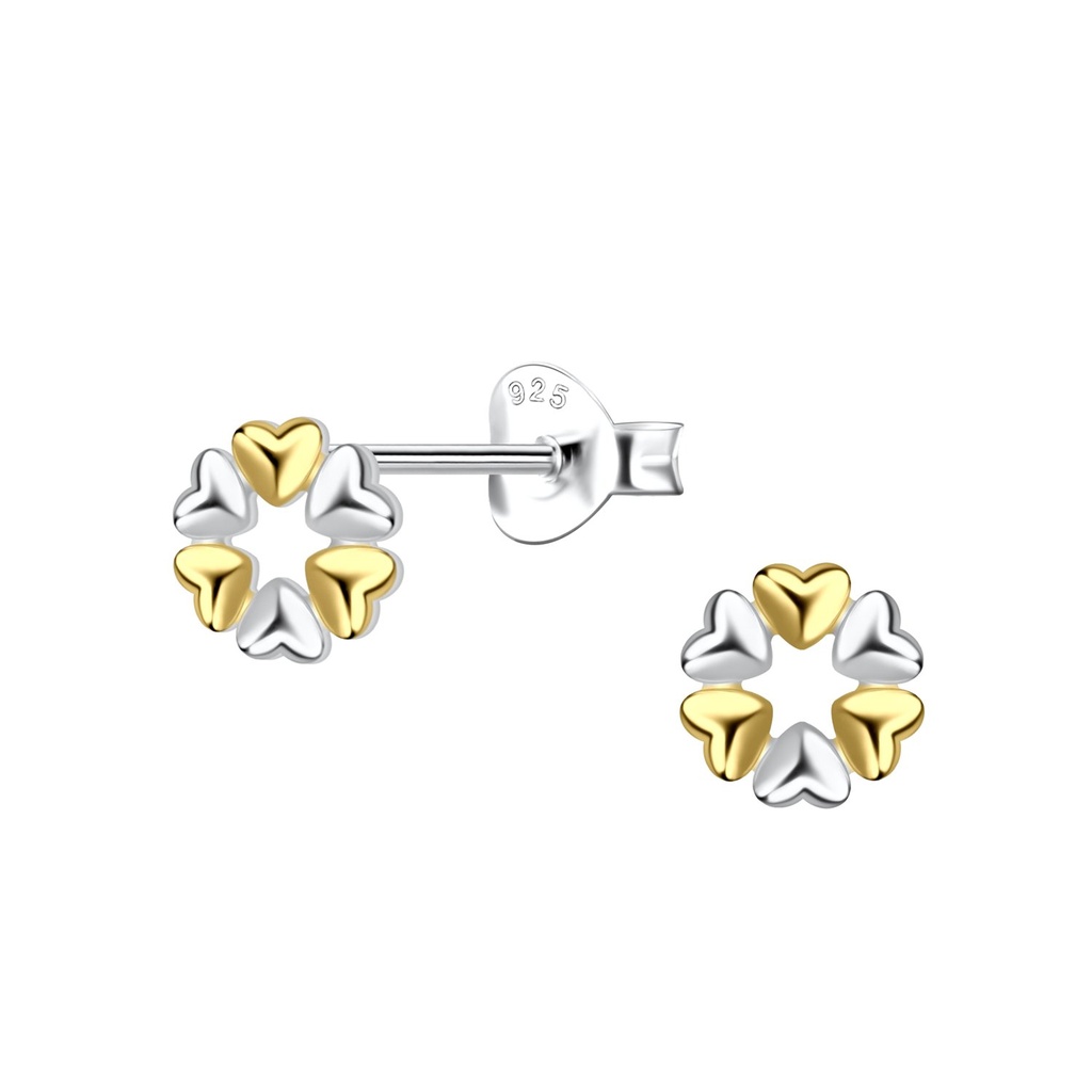 [10037561] Silver Hearts Stud Earrings
