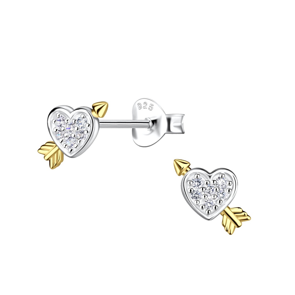 [10037555] Silver Heart Stud Earrings