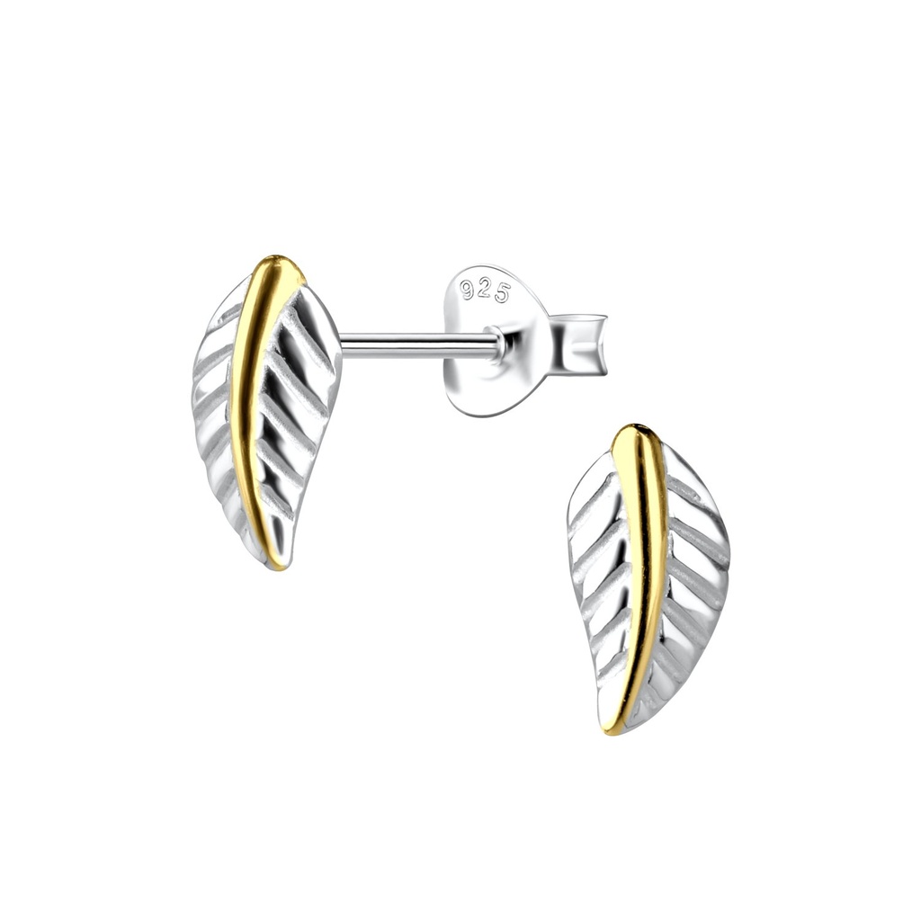 [10037534] Silver Leaf Stud Earrings