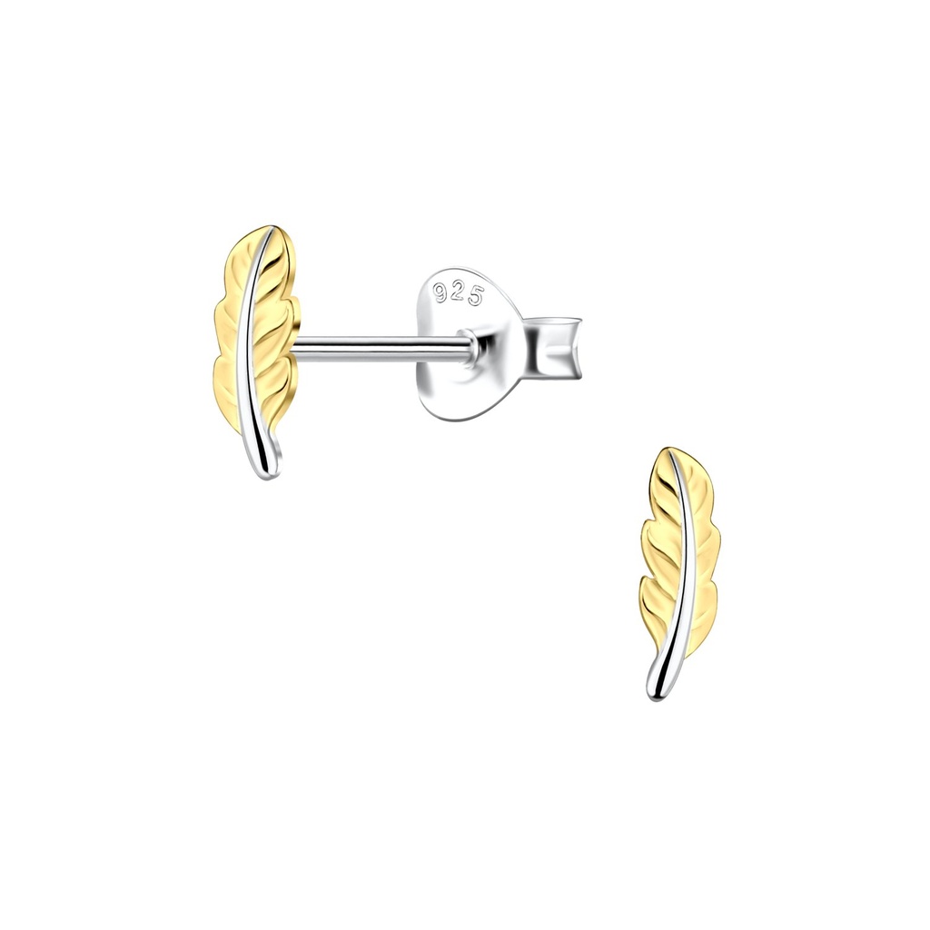 Puces d'oreilles plume en argent