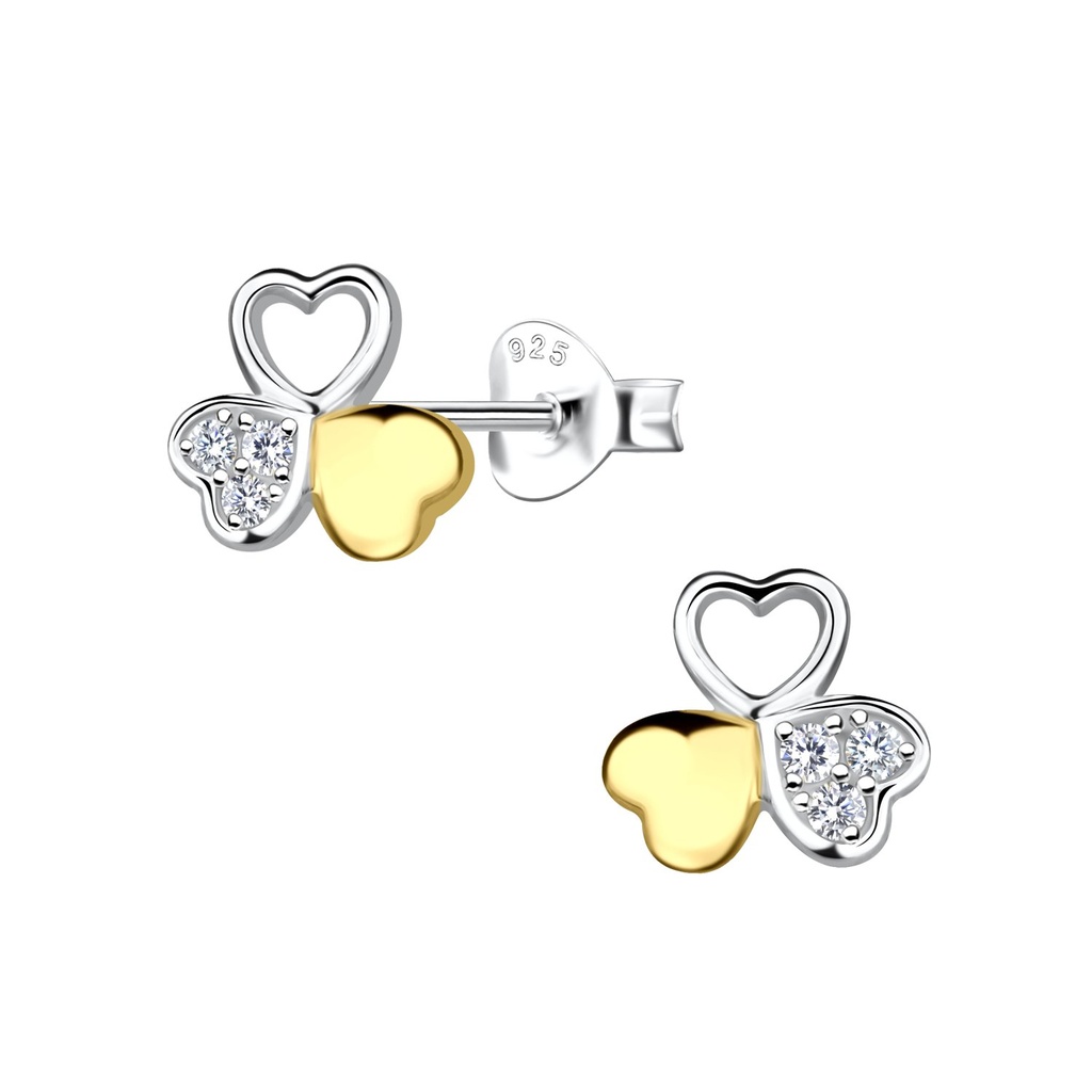 [10037531] Silver Triple Heart Stud Earrings