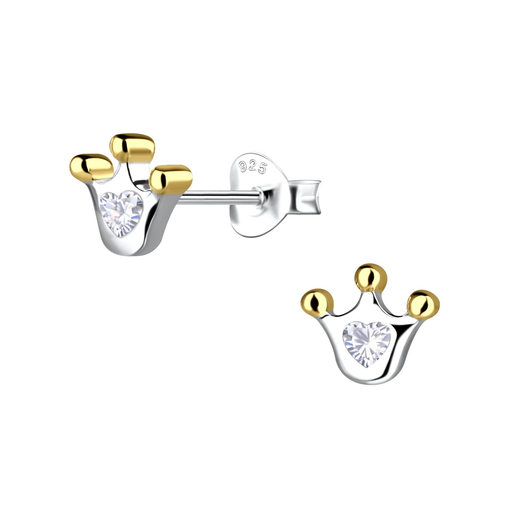 [10037528] Silver Crown Stud Earrings