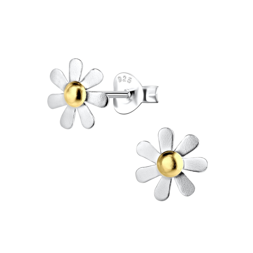 [10037519] Puces d'oreilles fleur en argent
