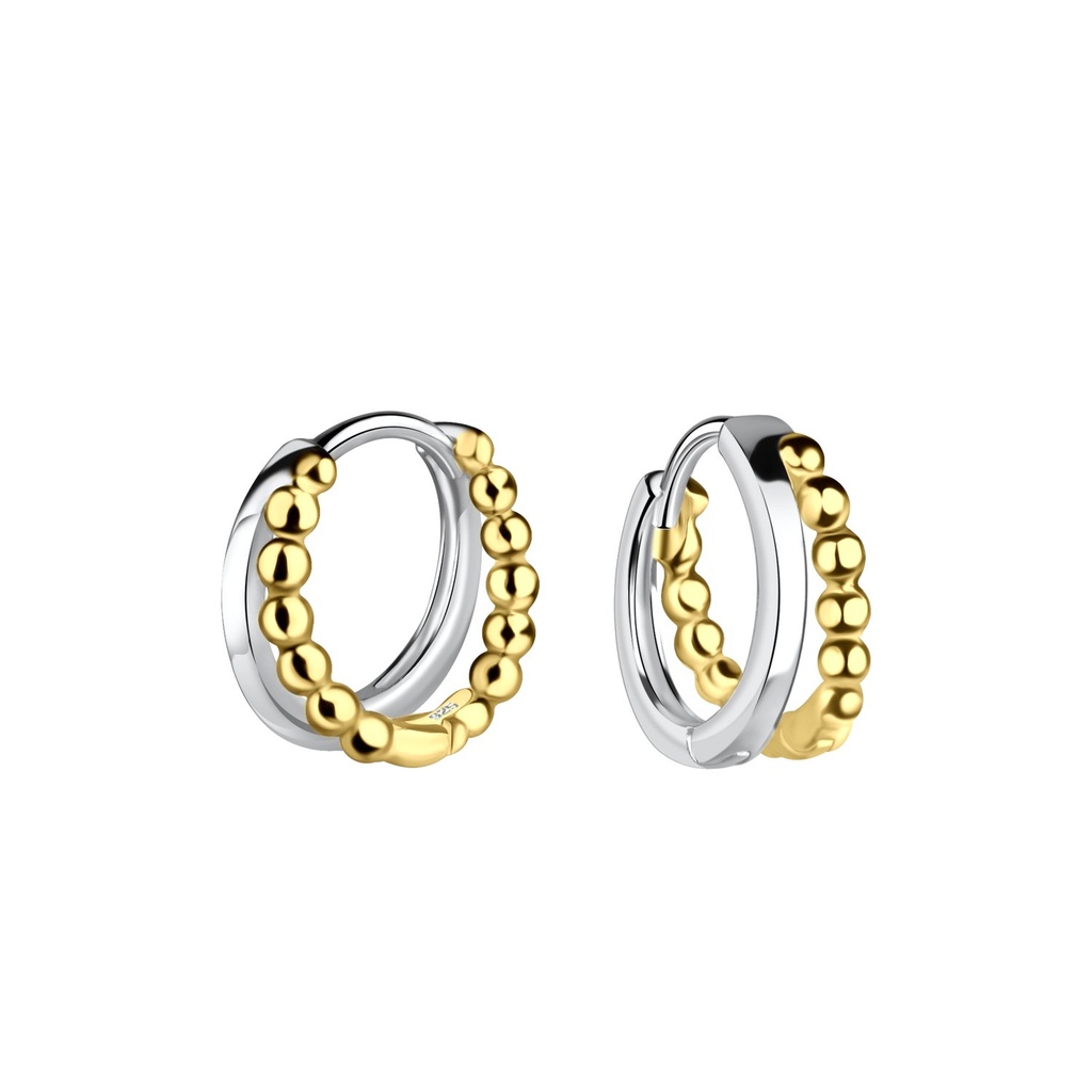 [10037362] Créoles huggie boule en argent 11 mm