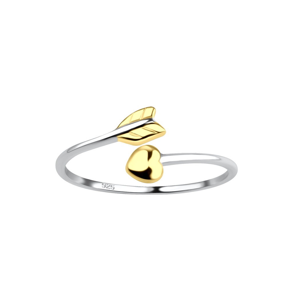 Silver Heart Arrow Ring