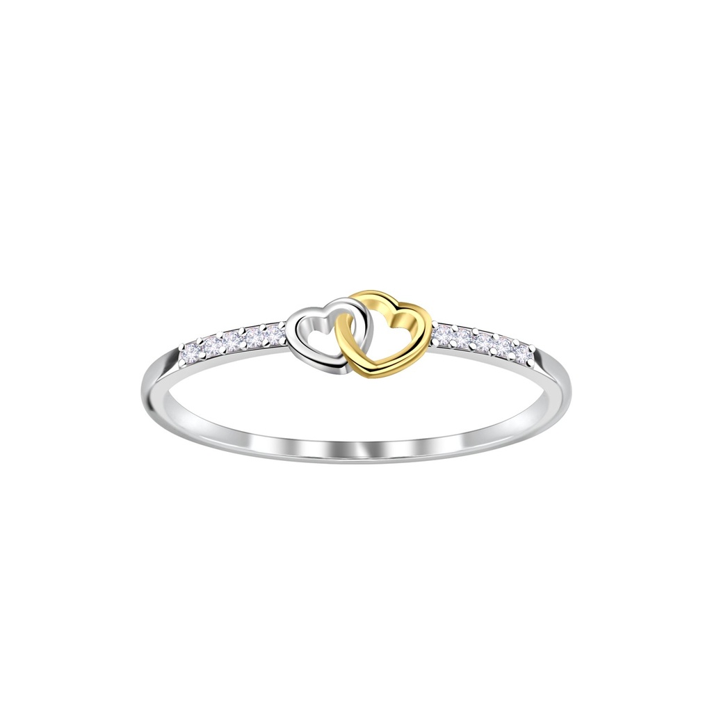 [10037556] Silver Double Heart Ring (EU 52 / US 6)