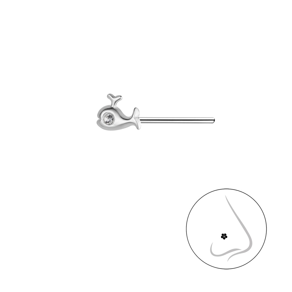 [10038576] Silver Whale Nose Stud