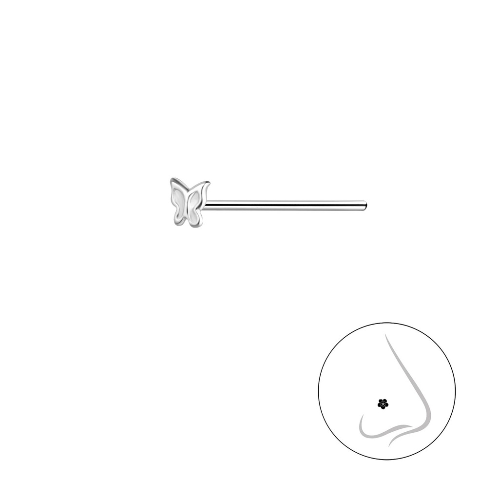 [10038578] Silver Butterfly Nose Stud