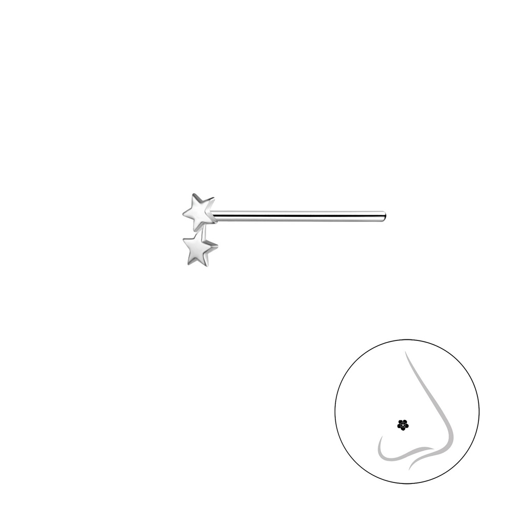 Clou de nez étoile double en argent