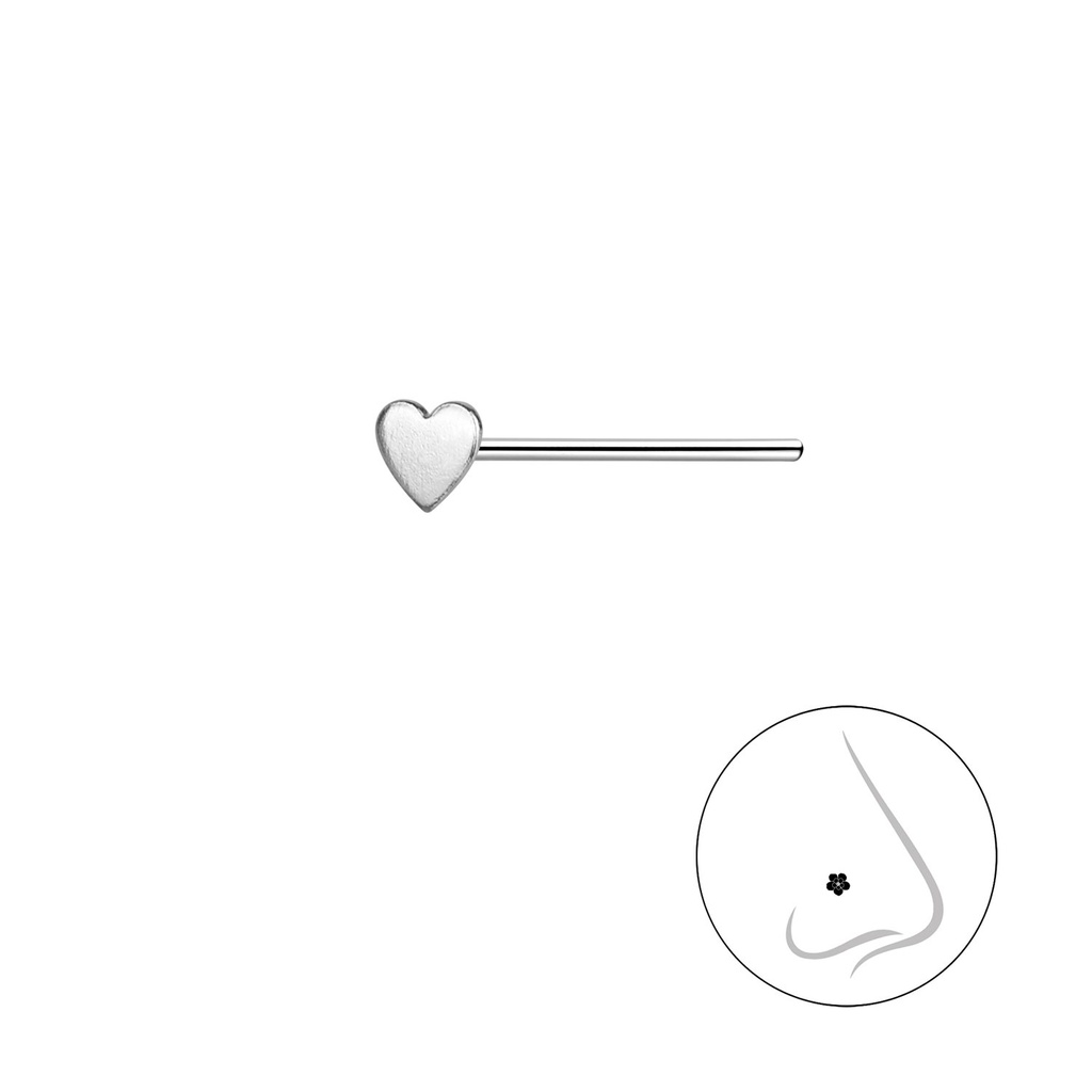 [10038577] Silver Heart Nose Stud