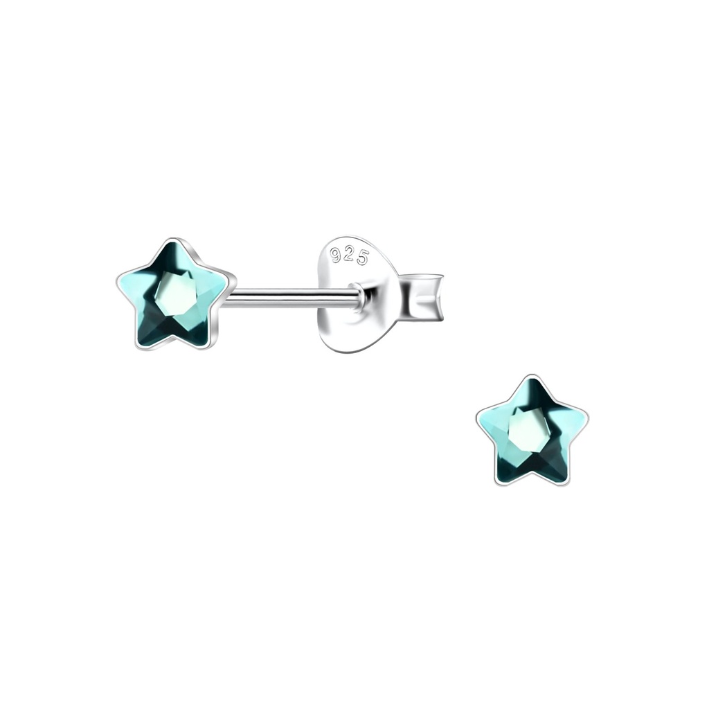 4mm Star Glass Silver Stud Earrings