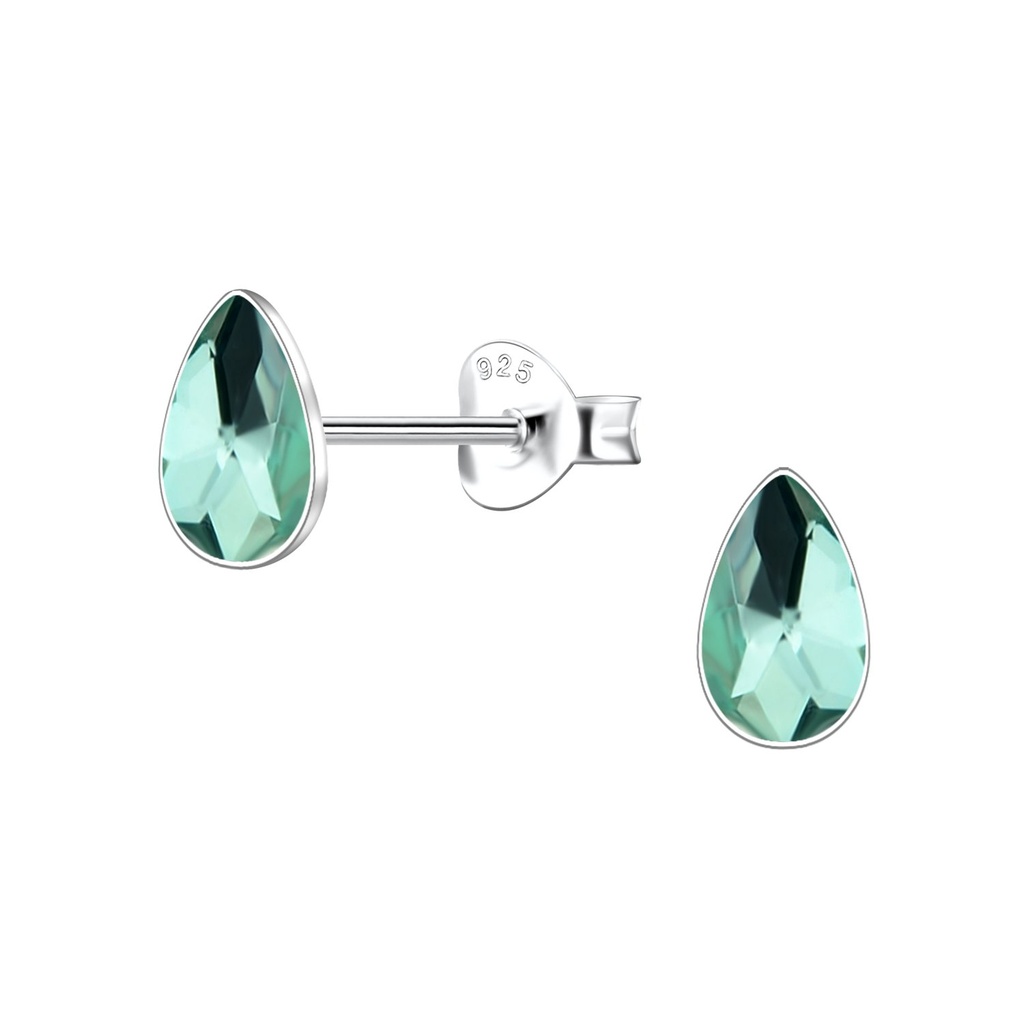 [10037881] Puces d'oreilles en argent cristal poire 3x5 mm (Aqua Bohemica)