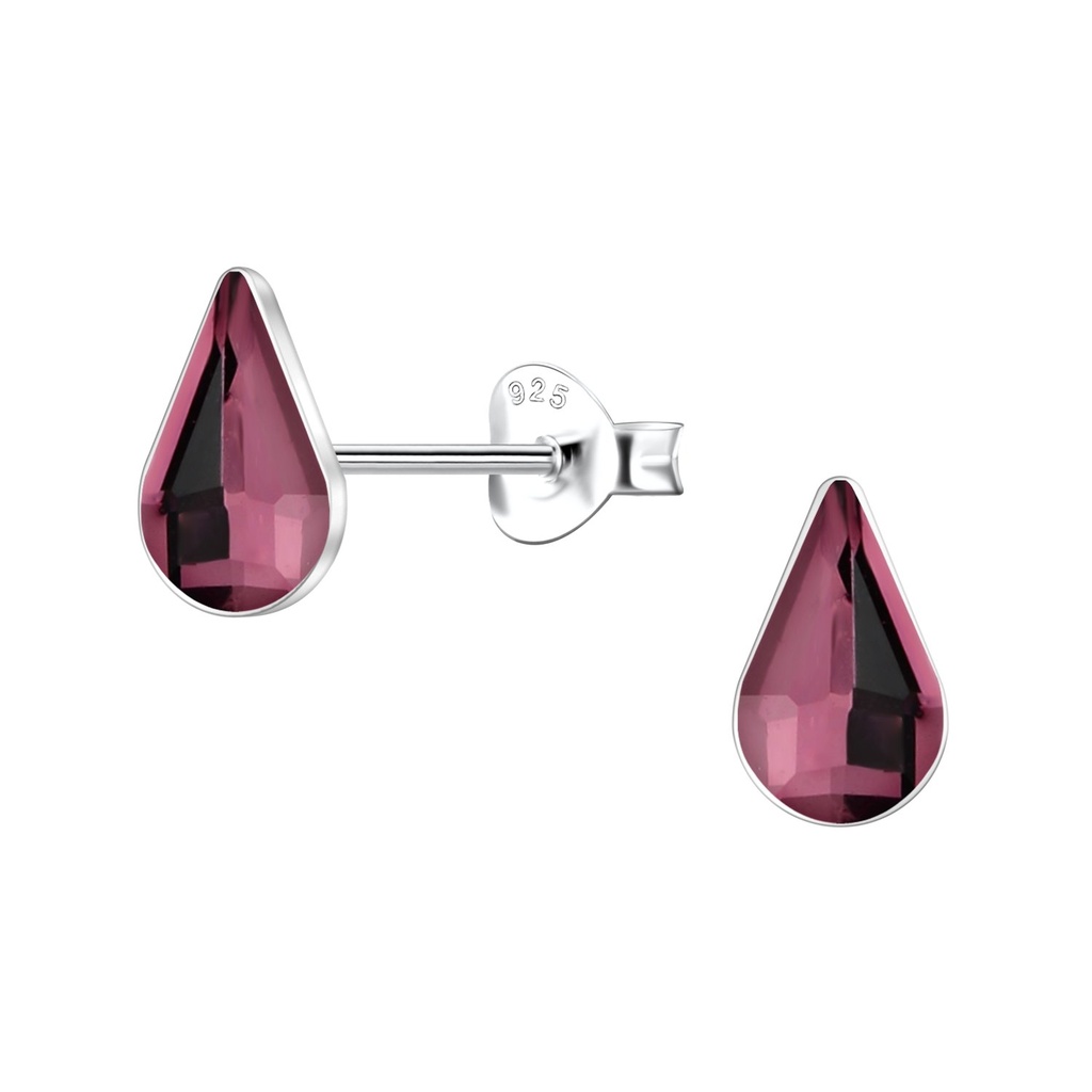 [10037925] Puces d'oreilles en argent verre goutte 5x8 mm (Amethyst)