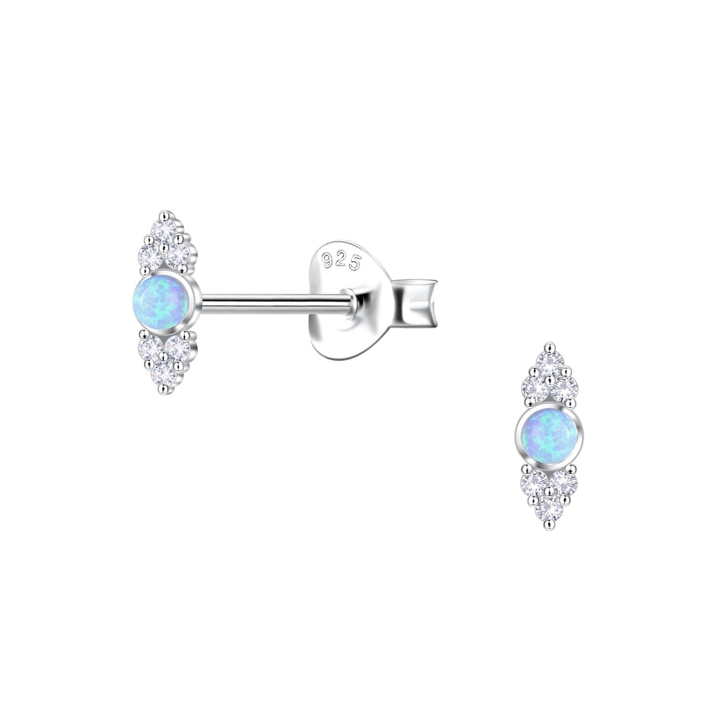 [10036194] Puces d'oreilles opale géométriques en argent