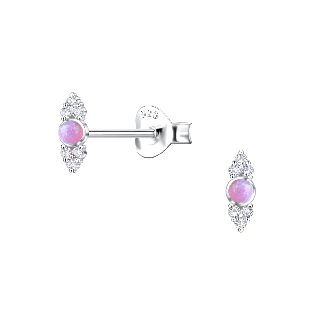 [10036195] Puces d'oreilles opale géométriques en argent