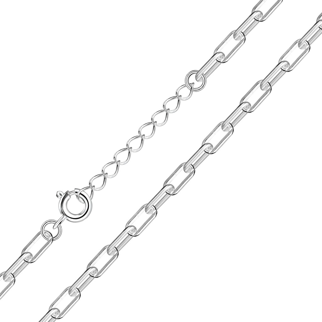 [10037453] Chaîne trombone carré en argent 45 mm avec rallonge