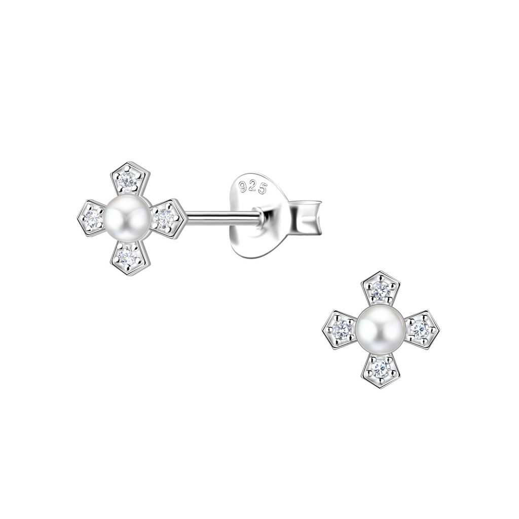 [10035329] Puces d'oreilles croix en argent
