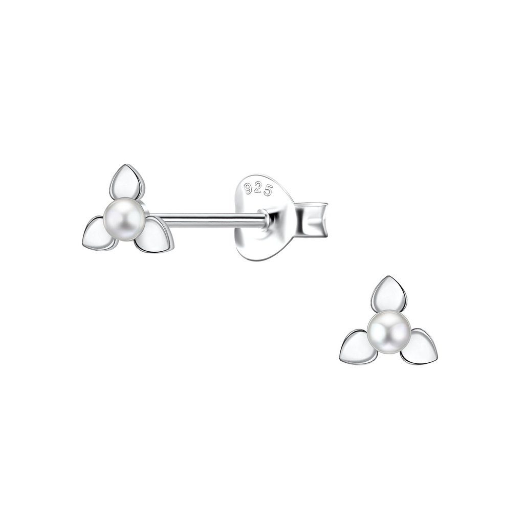 [10035315] Puces d'oreilles fleur en argent