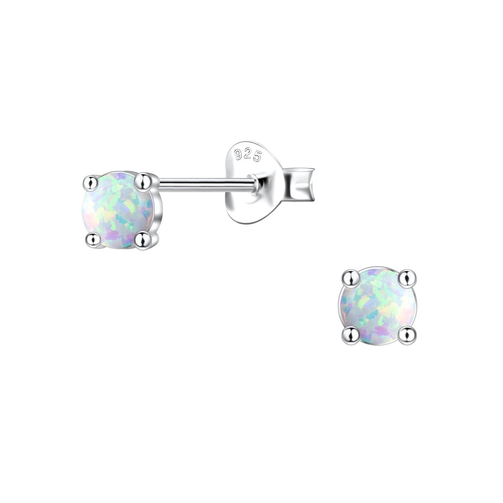 [10035311] Puces d'oreilles opale en argent 4 mm