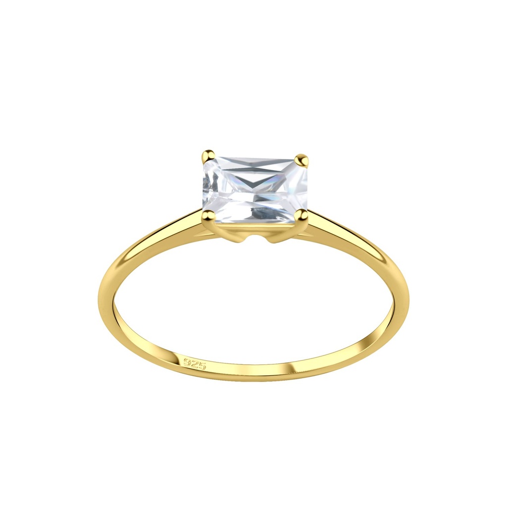[10039657] 4X6mm Baguette Cubic Zirconia Silver Ring (EU 52 / US 6)