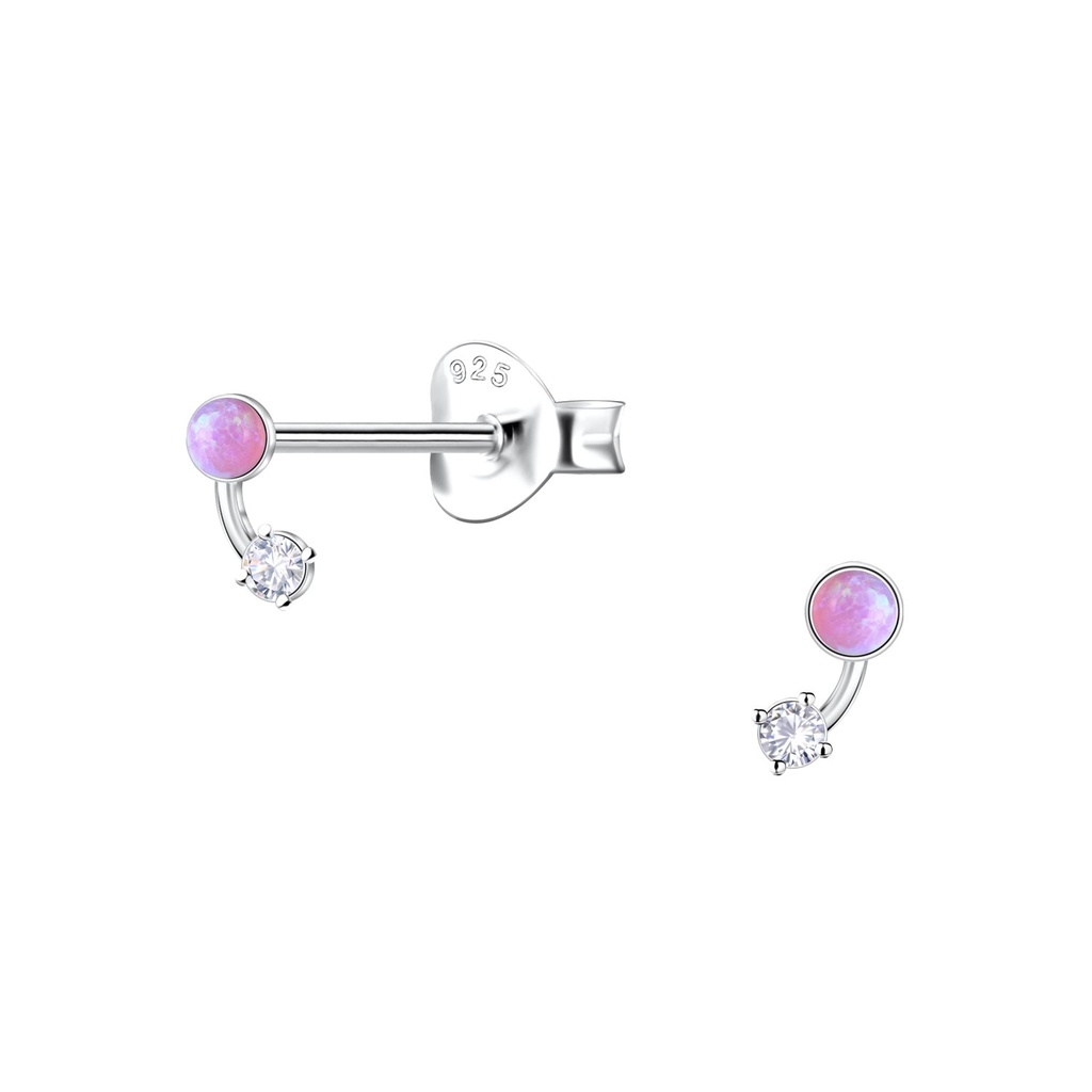 Puces d'oreilles opale géométriques en argent