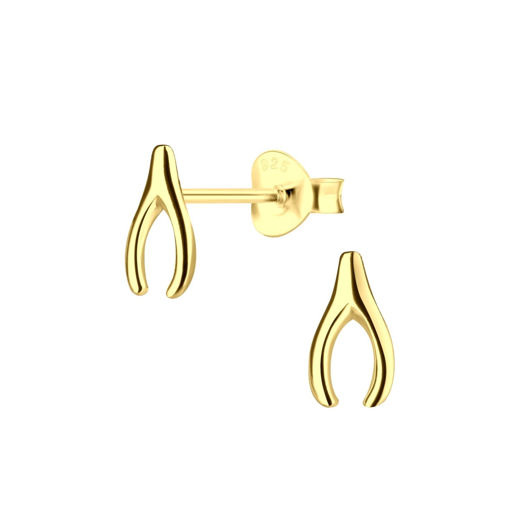 Silver Wishbone Stud Earrings