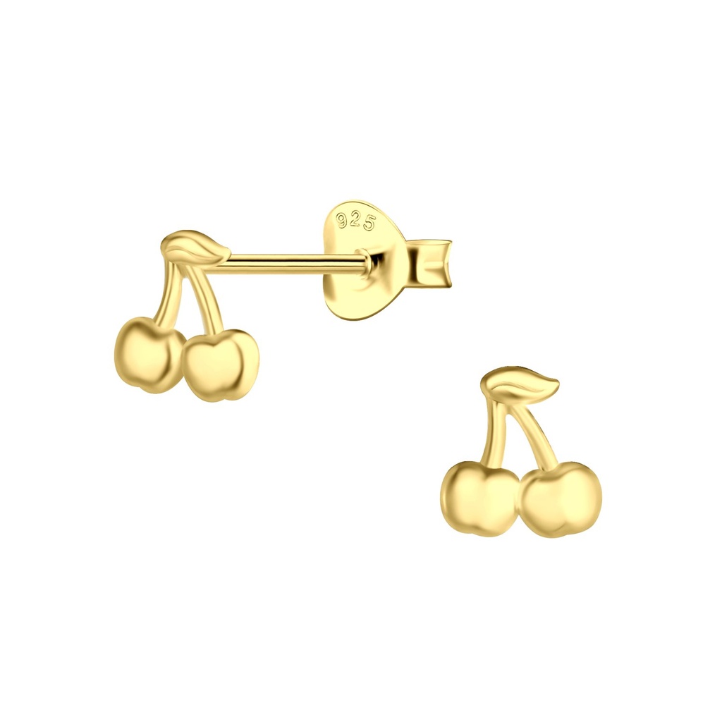 Puces d'oreilles cerise en argent