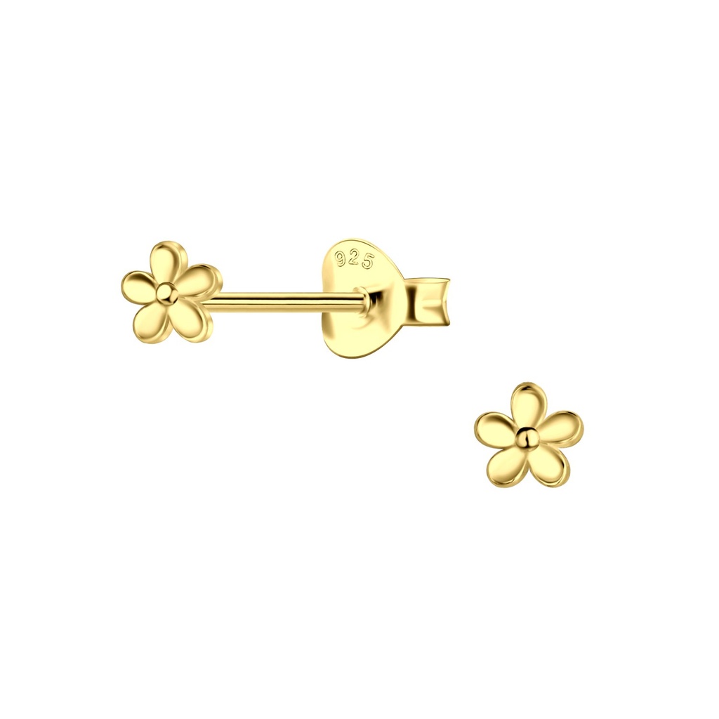 Puces d'oreilles fleur en argent